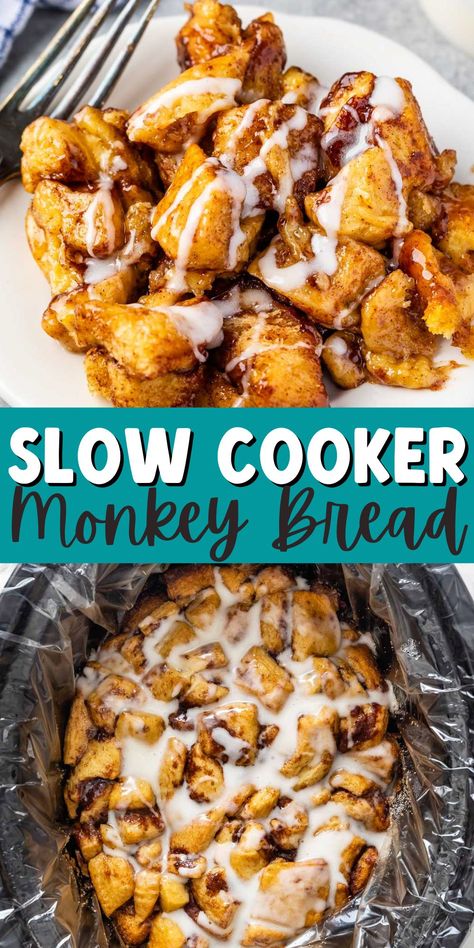 Baseball Breakfast, Monkey Bread Crockpot, Crock Pot Cinnamon Rolls, Crockpot Monkey Bread, Pillsbury Monkey Bread, Soccer Food, Crockpot Cinnamon Rolls, Easy Monkey Bread, Country Fest