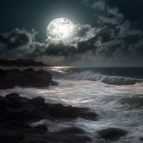 The Sea And The Moon, Moon Sea, Brian Jones Rolling Stones, The Moon Is Beautiful, Fairy Aesthetic, Ocean Pictures, Stormy Sea, Samsung Wallpaper, Draw On Photos