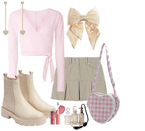 Moa Coquette Look outfit ideas | Embrace your inner MOA with this dreamy coquette-inspired look, perfect for any TXT fan. Featuring the adorable MOA Picnic Pink Heart Bag, this outfit blends sweet and feminine details with a touch of K-pop chic. The heart-shaped bag adds the perfect pop of pink, complementing delicate lace accents, soft pastels, and playful accessories. Whether you’re heading to a K-pop concert or just want to show off your love for TOMORROW X TOGETHER, this look is a must-try for any stylish MOA. 💖 #KpopFashion #TXTMOA #CoquetteStyle #KpopOutfitInspiration #MOAChic #PinkHeartBag #KpopMerch Pink Heart Bag, Dreamy Coquette, K Pop Concert, Heart Shaped Bag, Feminine Details, Lug Sole Boots, Ballet Beautiful, Tomorrow X Together, Heart Bag