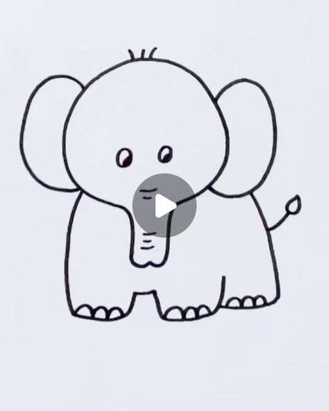 How To Draw Elephant For Kids, Draw Elephant Easy, Elephant Drawing For Kids, Cartoon Elephant Drawing, Easy Elephant Drawing, Elephants For Kids, Easy Animal Drawings, Mouse Drawing, Elephant Drawing