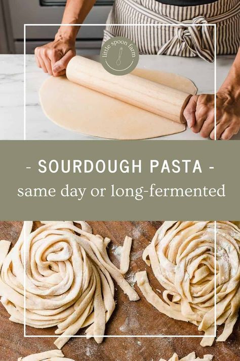 Sourdough Fettuccine Noodles, Homemade Sourdough Noodles, Glenda Groff Sourdough, Long Ferment Sourdough Recipes, Sourdough Pasta Dough, Homemade Baking Gifts, Sourdough Egg Noodles, Long Fermented Sourdough Recipes, Sourdough Discard Pasta