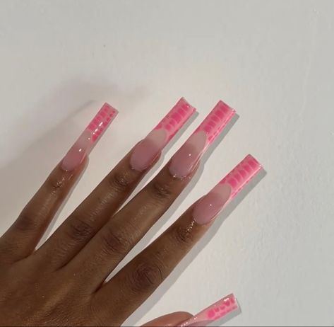 Pink Croc Nails, Croc Nails, White Acrylic Nails, Exotic Nails, Croc Print, Acrylic Nails Coffin, Fire Nails, Dream Nails, French Tip Nails