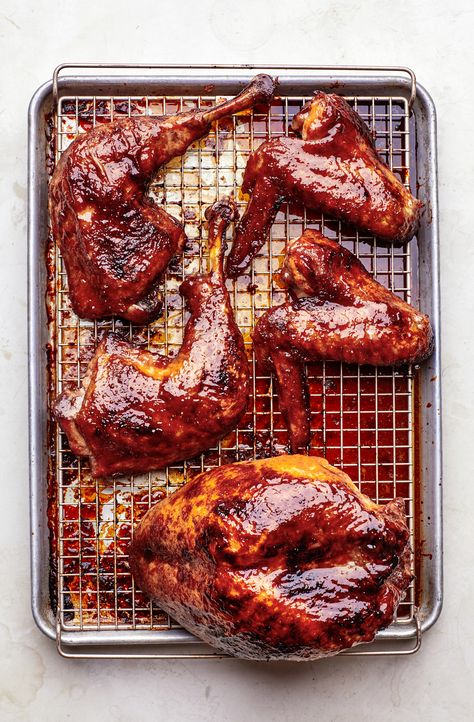 Bon Appétit food director Chris Morocco swears by this method, which is much faster than cooking a whole bird (and yields crispier skin and juicier meat). Chris Morocco, Carbs Meals, Turkey Pieces, Fish Eat, Foods Chicken, Turkey Jerky, Juicy Turkey, Turkey Glaze, Thanksgiving 2022