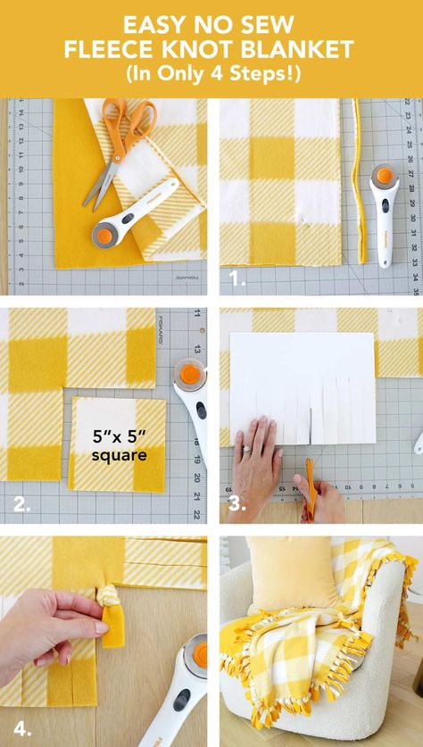 Blanket Knot, Diy Blankets No Sew, Fleece Knot Blanket, Tie Knot Blanket, Fleece Diy, Diy Throw Blankets, Fleece Blanket Diy, Diy Blankets, Homemade Blankets