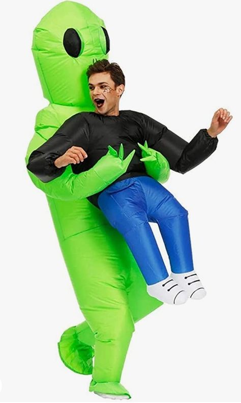 Green inflatable Alien kidnapp costume outfit prank Blow Up Halloween Costumes, Inflatable Alien, Food Halloween Costumes, Cheer Costumes, Party City Costumes, Alien Costume, Inflatable Costumes, Fancy Dress Outfits, Dinosaur Costume