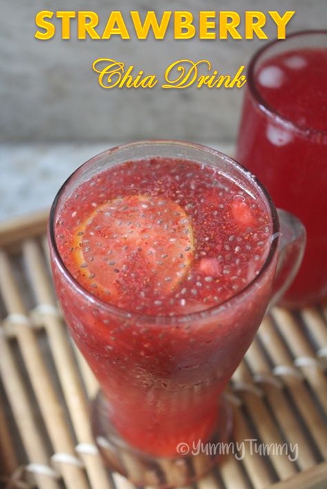 Strawberry Chia Drink Recipe - Strawberry Chia Lemonade Recipe Chia Lemonade, Chia Seed Juice, Best Chia Seed Pudding, Chia Seed Pudding Recipes, Pudding Ideas, Chia Drink, Thm Drinks, Chia Seed Drinks, Chia Seed Recipes Pudding