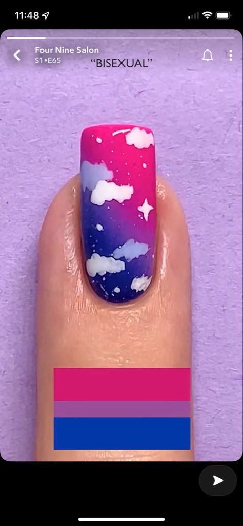 Nail Designs For Middle School, Nonbinary Flag Nails, Bi Nails Designs, Bi Nail Ideas, Bisexual Flag Nails, Bisexual Nail Designs, Pride Nails Bisexual, Lgbt Nails Designs, Pan Nails