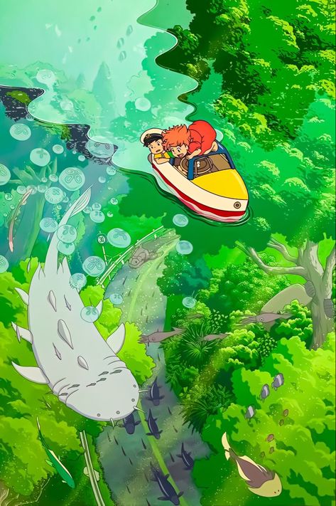 Artiste : Miyazaki Date : 2008 Ponyo Movie Scene, Studio Ghibli Pictures, Peaceful Wallpapers, Ghibli Pictures, Hayo Miyazaki, Ghibli Illustration, Studio Ghibli Fanart, Studio Ghibli Background, Ghibli Artwork