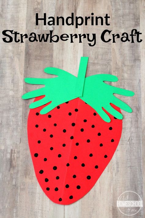 Strawberry Hand Art Craft for kids - this is such a cute summer craft for toddler, preschool, prek, and kindergarten age kids. Such a darling keepsake Gardening Preschool, Strawberry Craft, Art Craft For Kids, Strawberry Crafts, Summer Crafts For Toddlers, Class Crafts, Room Crafts, Fruit Crafts, Daycare Room