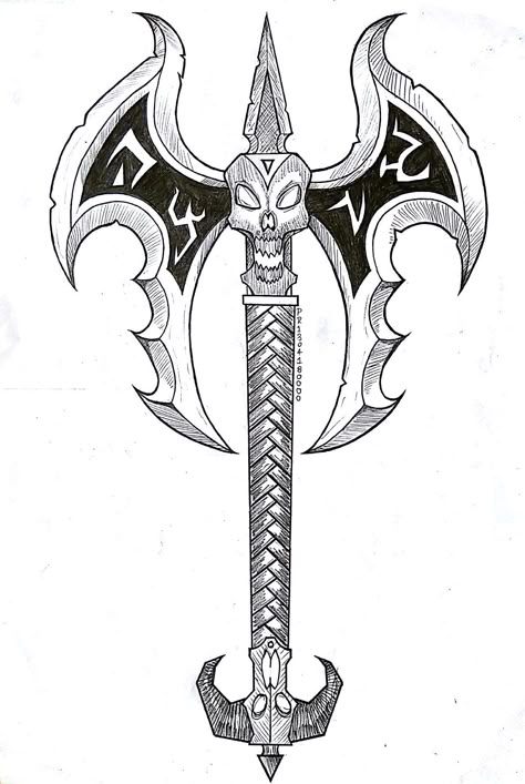 Labrys Tattoo, Viking Skull Art, Machado Viking, Celtic Cross Tattoos, Viking Skull, Kunst Tattoos, Fire Tattoo, Cosplay Armor, Spaceship Art