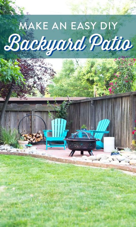 This easy DIY backyard patio is a perfect weekend project for your home! Check out the full tutorial to lay a simple brick patio and add backyard decor. It's a great project if you're on a budget or looking for beautiful ideas on the cheap. See our simple method for laying brick pavers! #backyardpatio #backyardideas #backyarddiy Cheap Backyard Makeover Ideas, Diy Backyard Patio, Brick Patio, Cheap Backyard, Restaurant Patio, Backyard Garden Landscape, Garden Wallpaper, Meteor Garden 2018, Budget Patio