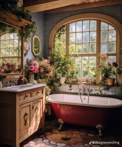 Nature Inspired Bathroom, Decor Bathroom Ideas, Cottagecore House, Cottage Core House, Ideas Bathroom Decor, Nordic Winter, Kombi Home, Elegant Garden, Cottage Bathroom