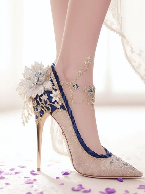 High Heel Wedding Shoes Brides, Princess Shoes Heels, Fantasy Shoes Heels, High Fantasy Wedding, Fantasy High Heels, Fantasy Heels, Fairy Heels, Royal Shoes, Cinderella Heels