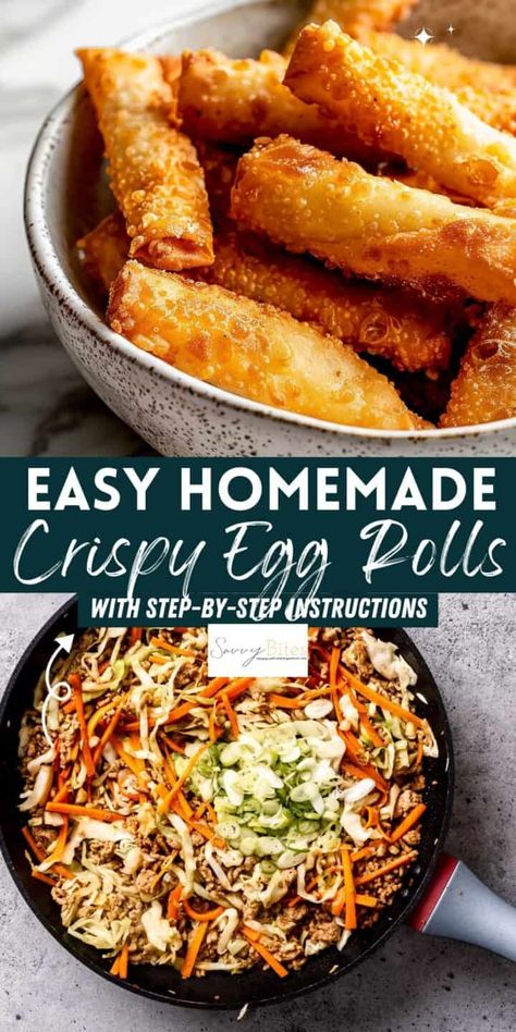 Folding Egg Rolls, Homade Eggrolls, Homemade Egg Rolls In Air Fryer, Authentic Chinese Egg Rolls Recipe, Egg Roll Recipes Videos, Eggroll Recipe Air Fryer, Diy Egg Rolls, Eggrolls In Air Fryer, Egg Roll Filling Ideas