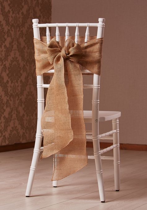 Jute Chair, Chiavari Chairs Wedding, Burlap Chair Sashes, Burlap Chair, Chivari Chairs, Nikah Decor, Filipiniana Wedding, 80s House, Elegant Decorations