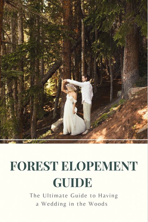 Couple dancing in the woods during their enchanted forest wedding Utah Forest Wedding, Simple Wedding In The Woods, Micro Wedding In The Woods, Woodsy Elopement Wedding, Forest Wedding Elopement, Forest Elopement Dress, Boho Woods Wedding, Forest Micro Wedding, Small Woodsy Wedding