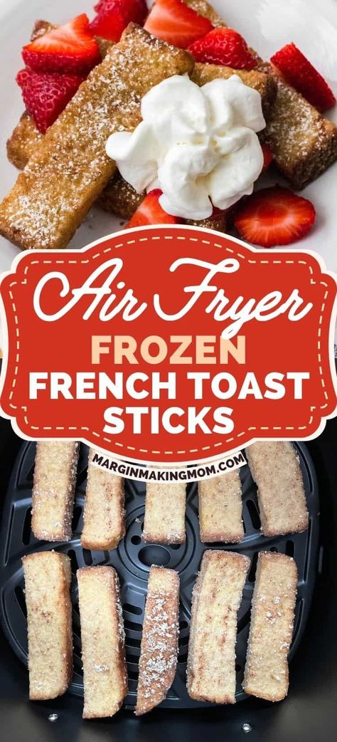 Learn how to bake frozen french toast sticks in the air fryer! It's easier than you think, and they come out perfect! Frozen French Toast Sticks, Frozen French Toast, Homemade French Toast Recipe, Vegetarian Brunch Recipes, French Toast Bites, Homemade French Toast, Vegetarian Brunch, Classic French Toast, Cooking In The Kitchen