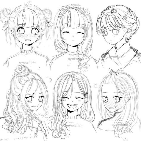 Long Hair Drawing Reference Front View, How To Draw Space Buns, Anime Hair Bangs, Anime Bangs Reference, Anime Hairstyles Drawing, Cartoon Hair Reference, Anime Hair Reference, Girl Hair Drawing, Hair Base