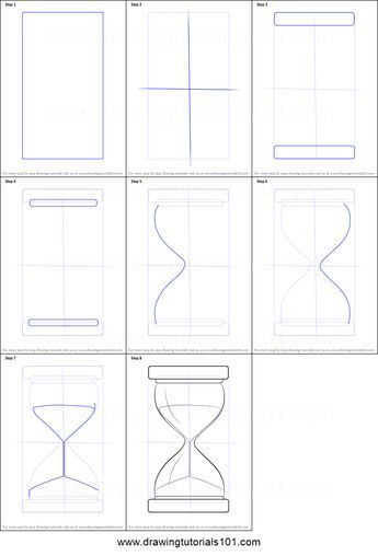 How to Draw an Hourglass printable step by step drawing sheet : DrawingTutorials101.com Free Spooky Fonts, Hourglass Drawing, Clock Drawings, Basic Sketching, Halloween Crafting, 8th Grade Art, Drawing Stars, How To Draw Steps, Drawing Tutorials For Beginners