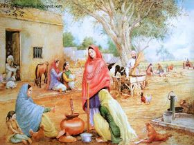 Nature, Cultural, and Travel Photography Blog: Pakistani Culture Punjab Culture, Village Scene Drawing, Village Drawing, Rajasthani Painting, Pakistani Culture, Punjabi Culture, Rajasthani Art, Composition Painting, Scene Drawing