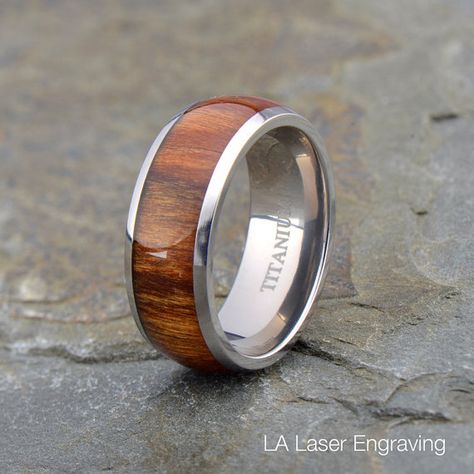 Personalized Engraved Titanium with Hawaiian Koa Rosewood Inlay Ring Titanium Ring with Hawaiian Koa Rosewood Inlay 8mm , Wooden Ring, Titanium Wooden Ring. ------------------------------------------------------------------------------------------- Free Laser Engraving Up to 65 Wooden Engagement Ring Men, Wooden Wedding Ring Northern Royal, Men’s Wooden Wedding Band, Wood And Metal Mens Wedding Rings, Wood And Metal Rings Men Wedding Bands, Hawaiian Wedding Rings, Wooden Engagement Ring Boxes, Wooden Wedding Bands, Wooden Rings Engagement