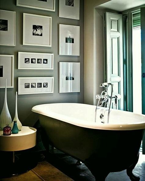 Bathroom Art Ideas You're Gonna Love - laurel home Modern Style Decor, Bathroom Artwork, Bathroom Images, Beautiful Houses Interior, Elements Of Style, Grey Bathrooms, Bath Tub, Bathroom Art, Bathroom Wall Art