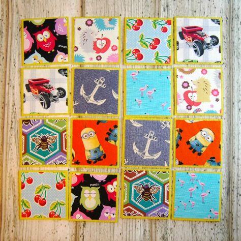 101 Handmade Days: DIY No-Sew Fabric Memory Game - Busy Being Jennifer Scrap Busters, Felt Sheets, Memory Game, Pretty Fabric, Memory Games, Fabric Projects, Matching Games, Quilt Piecing, Fabric Scraps