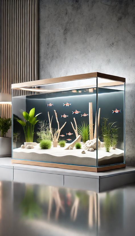 🌟 Dive into Magic: 21 Breathtaking Fish Tank Decoration Ideas to Transform Your Aquarium 🌊🐠 Fish Tank Minimalist, Tetra Fish Tank Ideas, Aquarium Design Fish Tanks, Small Fish Tank Ideas, Small Aquarium Design, Fish Tank Decoration Ideas, Tank Decoration Ideas, Fish Aquarium Ideas, Creative Fish Tank