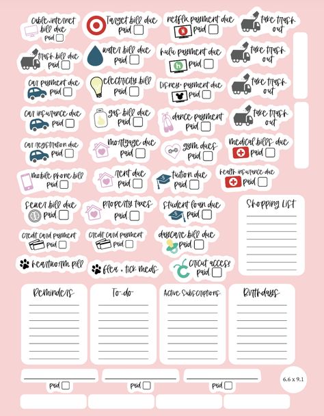 Cricut Planner Stickers, Cricut Planner, Make Planner, Digital Planner Ideas, My Ocd, How To Make Planner, Planning Routine, Bill Planner, Aesthetic Planner