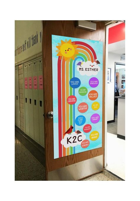 Kindergarten Classroom Door, Door Decor Classroom, Kindergarten Door, Classroom Rainbow, Decoration Kindergarten, Class Door Decorations, Preschool Door, Rainbow Bulletin Boards, Classroom Door Decor