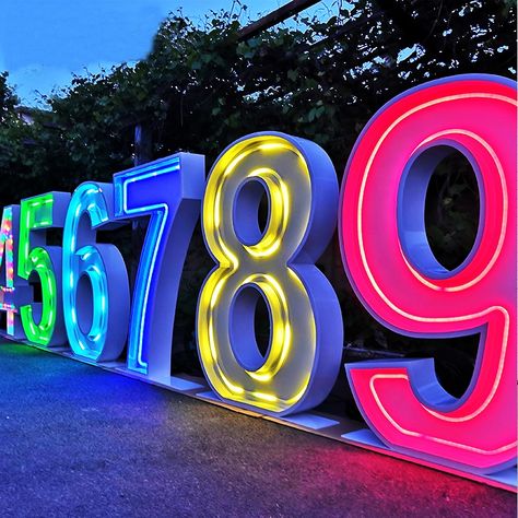 Large Letters With Lights, Big Letters Decoration, Letters With Lights, Large Light Up Letters, Light Up Marquee Letters, Marquee Numbers, Light Up Letter, Signage Light, Led Sign Board