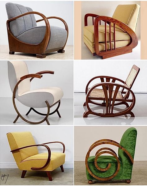 1920s Furniture, Art Deco Accessories, Wood Chair Design, Funky Chairs, Art Deco Armchair, Art Deco Chair, Craftsman Furniture, Furniture Details Design, Woodworking Inspiration