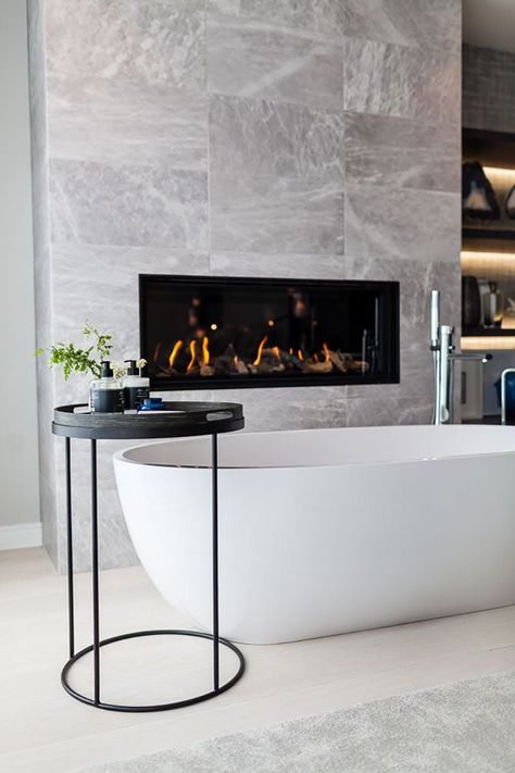 Luxury Bathroom Master, Contemporary Bathroom Design, Bathroom Fireplace, House Bathrooms, Contemporary Bathroom Designs, Master Bath Remodel, Contemporary Bathrooms, Bathroom Renos, Bathroom Remodel Master