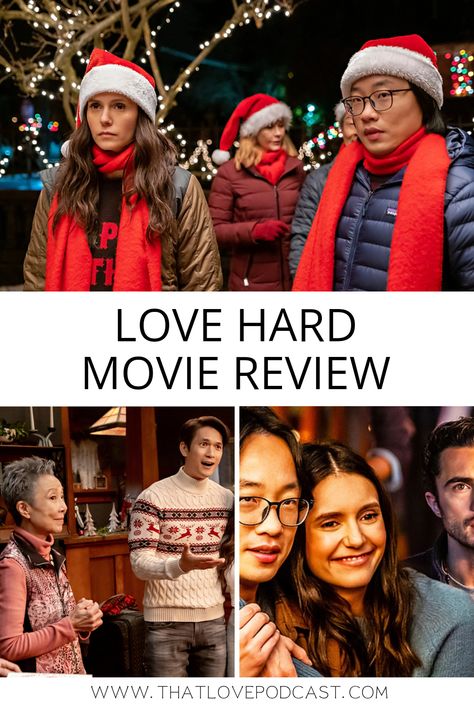 Love Hard Movie Review features three images depicting funny, heartfelt moments from the film, alongside commentary on its take on holiday romance and online dating themes. Jimmy O Yang, Witty Banter, Romantic Comedy Movies, Holiday Romance, Ready For Love, Socially Awkward, Family Dynamics, Wanting More, Movie Review