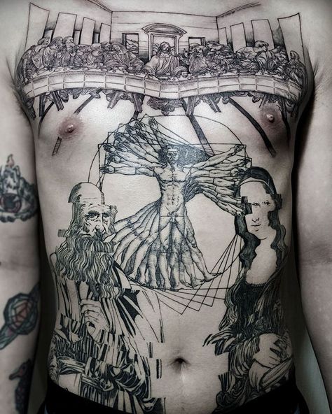 Leonardo Da Vinci Vitruvian Man Tattoo, Tato 3d, Art Inspired Tattoos, 16 Tattoo, History Tattoos, Kunst Tattoos, Tattoo Trend, Inspiration Tattoos, Geniale Tattoos