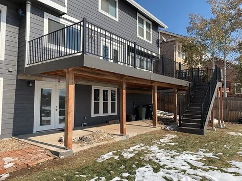 DECK 32 | deck Walkout Ranch Deck Ideas, Platform Deck Ideas, Diy Ground Level Deck, Deck On The Ground, 2 Story Deck, Deck On A Budget, Concrete Deck Blocks, 2nd Story Deck, Deck Blocks