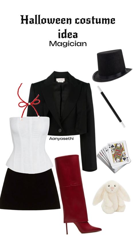 Magician Halloween Costume, Fun Halloween Outfits, Magician Costume, Top Halloween Costumes, Classy Halloween Costumes, Bff Halloween Costumes, Diy Costumes Women, Classic Halloween Costumes, Halloween Coustumes