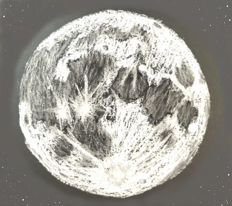 Oil pastel drawing of the full moon shining brightly in the night sky Moon Pastel Drawing, Moon Drawing Oil Pastel, Night Sky Pencil Drawing, Oil Pastel Night Sky, Moon Oil Pastel, Class Inspiration, Moon Drawing, Oil Pastel Drawings, Sketchbook Ideas