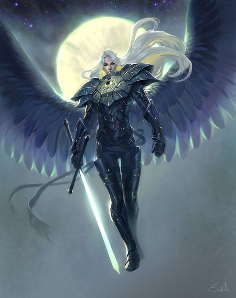 By Ursula Dorada Angel Warrior, Divine Grace, Knight Art, Dungeons And Dragons Characters, Dnd Art, Fantasy Concept Art, Angels And Demons, Arte Fantasy, Angel Art