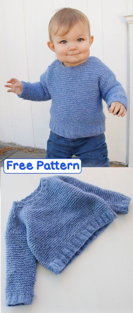 Free Knitting Pattern for an Easy Sweater for Babies and Children Easy Baby Knitting Patterns, Boys Knitting Patterns Free, Toddler Cardigan, Baby Cardigan Knitting Pattern Free, Baby Boy Knitting Patterns, Baby Sweater Patterns, Baby Sweater Knitting Pattern, Baby Boy Knitting, Knit Baby Sweaters