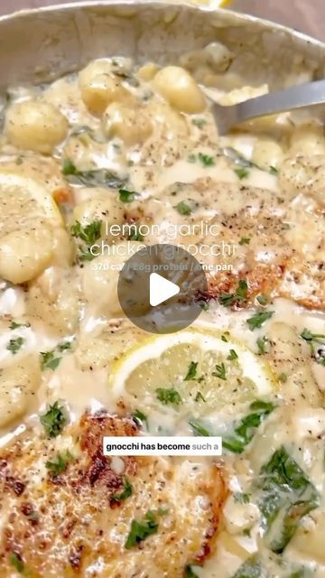 The Healthy Boom on Instagram: "one pan creamy lemon garlic chicken gnocchi! this one’s ia yes-make on weeknights when you’re craving something cozy but want it quick + healthy. ✨😍

time: just 30 minutes from start to finish to faceplant, thanks to store-bought gnocchi and some simple ingredients you may already have on hand. the chicken takes a quick crisp in a pan and gets paired with spinach in a peppery lemon-garlic sauce for a balanced meal that requires minimal clean-up.

CREAMY LEMON-GARLIC CHICKEN & GNOCCHI
serves 6 // 365 cal / 28g protein / 27g carbs 15g fat
16 oz chicken breasts, cut in half lengthwise to make cutlets • 3/4tsp garlic powder • 1 tsp lemon pepper seasoning 2 tbsp olive oil or butter • 3 cloves garlic, minced • ½ cup chicken or vegetable broth •
1 tbsp lemon juice Garlic Chicken Gnocchi, Creamy Lemon Garlic Chicken, Lemon Garlic Sauce, A Balanced Meal, Pepper Seasoning, Chicken Gnocchi, Lemon Garlic Chicken, Lemon Pepper Seasoning, Vegetable Broth