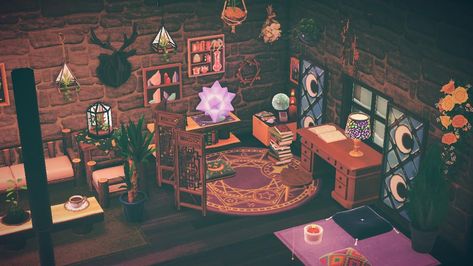 Acnh Witchcore, Witchy House Decor, Acnh Witchy, Animal Crossing Halloween, Spooky Bedroom, Witch Bedrooms, Acnh Halloween, Cottagecore Animal Crossing, Witchy Bedroom