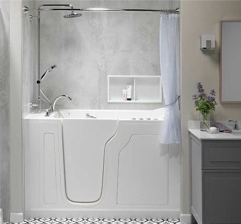 Walk In Bathtub Shower Combo, Bathtub For Elderly, Walk In Tub Shower, Threshold Design, Universal Design Bathroom, Walk In Tub, Bathtub Shower Combo, Shower Tub Combination, Walk In Bath