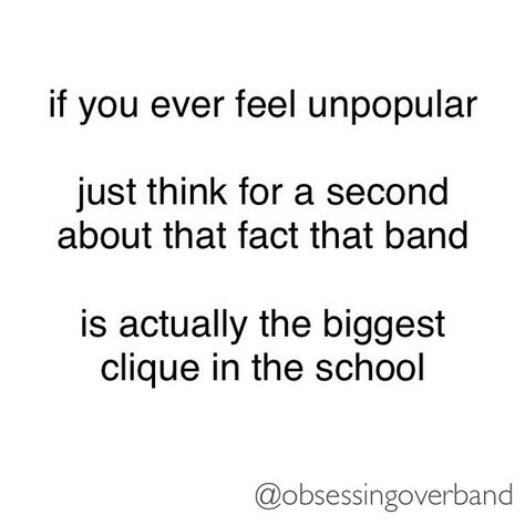 Band is the biggest clique in school Funny Band Jokes, Marching Band Quotes, Marching Band Jokes, Flute Problems, Marching Band Problems, Marching Band Memes, Band Problems, Characters Disney, Marching Bands