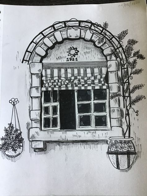 Vintage window Ink Architecture, Vintage Window, Vintage Windows, Cad Drawing, Tattoo Inspo, Tattoo Style, Hand Drawn, How To Draw Hands, Architecture