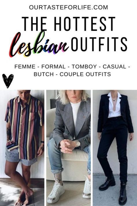 Lesbian Fashion - The Hottest Lesbian Outfits for 2022 - Our Taste For Life Lesbian Outfits Feminine, Gay Fashion Women, Lesbian Formal Outfits, Lesbian Fashion Feminine, Chapstick Lesbian Style, Tomboy Formal Outfits, Masc Femme Fashion, Lesbian Dress, Butch Lesbian Fashion