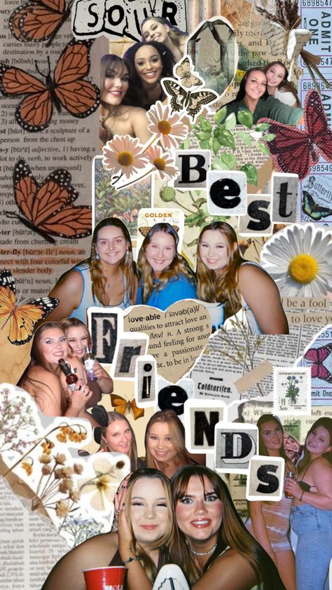 Collage For Friends Birthday, Magazine For Friends, Bestie Scrapbook, Best Friend Photo Collage, Best Friend Collage, Friend Collage, Collage Friends, Photoshop Book, Girly Scrapbook