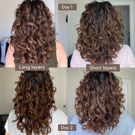 Curly Wavy Hair Care | Patty on Instagram: “Long layers vs. Short layers I got a long layered cut back in August and I didn’t really like how it grew out 3 months after 🙁 At the end…” Long Layers Vs Short Layers, Uneven Hair, Short Layered Curly Hair, Long Layered Curly Hair, Layered Curly Haircuts, Wavy Layered Hair, Long Curly Haircuts, Wavy Hair Care, Natural Curly Hair Cuts