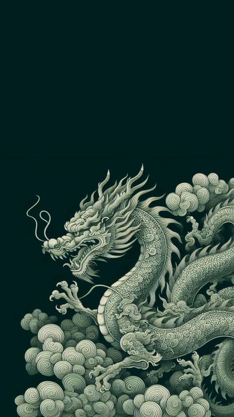 Dragon Background Tattoo, Black And Green Aesthetic Wallpaper, Green Dragon Wallpaper, Wallpaper Tigre, Dragon Wallpaper Aesthetic, Asian Dragon Art, Dragons Japanese, Dark Tower Tattoo, Dragon Japanese