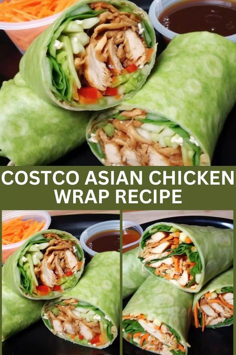 Asian Chicken Wraps, Chicken Wrap Recipe, Costco Chicken, Costco Meals, Chicken Wrap Recipes, Wrap Recipe, Pre Cooked Chicken, Chicken Wrap, Baked Vegetables